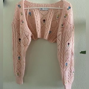 ZARA Bloggers Favorite POINTELLE KNIT ARM WARMERS medium